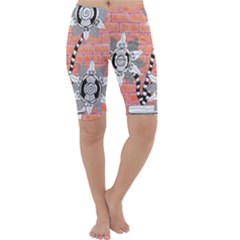 Brick Wall Flower Pot Cropped Leggings  by okhismakingart