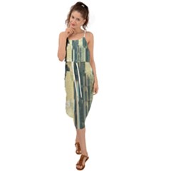 Texture Abstract Buildings Waist Tie Cover Up Chiffon Dress