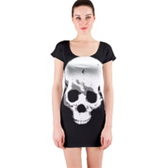 Halloween Horror Skeleton Skull Short Sleeve Bodycon Dress