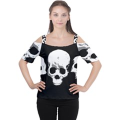 Halloween Horror Skeleton Skull Cutout Shoulder Tee