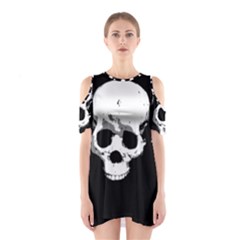 Halloween Horror Skeleton Skull Shoulder Cutout One Piece Dress by HermanTelo