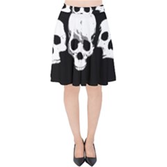 Halloween Horror Skeleton Skull Velvet High Waist Skirt