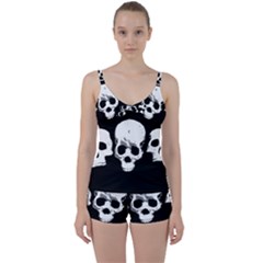 Halloween Horror Skeleton Skull Tie Front Two Piece Tankini