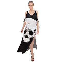 Halloween Horror Skeleton Skull Maxi Chiffon Cover Up Dress