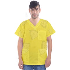 Yellow Pineapple Background Men s V-neck Scrub Top