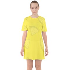 Yellow Pineapple Background Sixties Short Sleeve Mini Dress