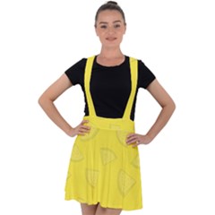Yellow Pineapple Background Velvet Suspender Skater Skirt
