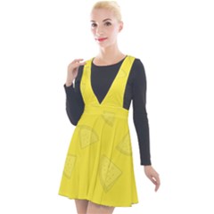 Yellow Pineapple Background Plunge Pinafore Velour Dress