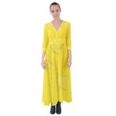 Yellow Pineapple Background Button Up Maxi Dress