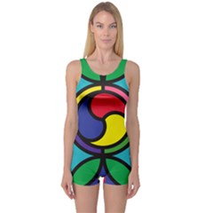 Colors Patterns Scales Geometry One Piece Boyleg Swimsuit