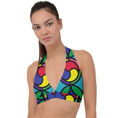 Colors Patterns Scales Geometry Halter Plunge Bikini Top