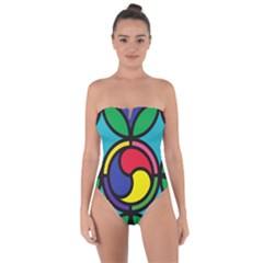 Colors Patterns Scales Geometry Tie Back One Piece Swimsuit