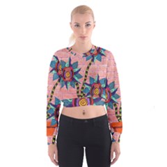 Brick Wall Flower Pot In Color Cropped Sweatshirt