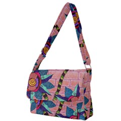 Brick Wall Flower Pot In Color Full Print Messenger Bag (s) by okhismakingart