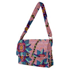 Brick Wall Flower Pot In Color Full Print Messenger Bag (m) by okhismakingart