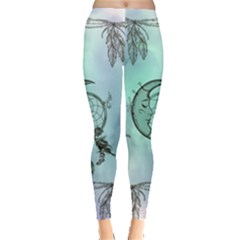 Dreamcatcher With Moon And Feathers Leggings  by FantasyWorld7