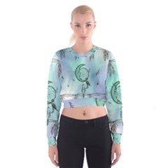 Dreamcatcher With Moon And Feathers Cropped Sweatshirt