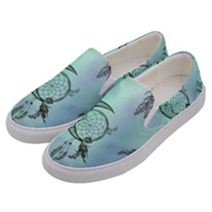 Dreamcatcher With Moon And Feathers Men s Canvas Slip Ons by FantasyWorld7