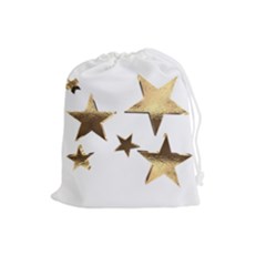 Stars Faux Gold Elegant Starry Festive Christmas Pattern Drawstring Pouch (large) by yoursparklingshop