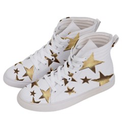 Stars Faux Gold Elegant Starry Festive Christmas Pattern Women s Hi-top Skate Sneakers by yoursparklingshop