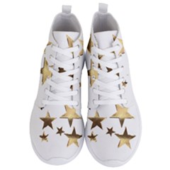 Stars Faux Gold Elegant Starry Festive Christmas Pattern Men s Lightweight High Top Sneakers by yoursparklingshop