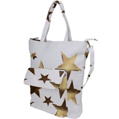 Stars Faux Gold Elegant Starry Festive Christmas Pattern Shoulder Tote Bag by yoursparklingshop