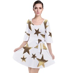 Stars Faux Gold Elegant Starry Festive Christmas Pattern Velour Kimono Dress by yoursparklingshop