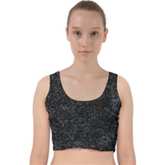 Elegant Black And White Design Velvet Racer Back Crop Top