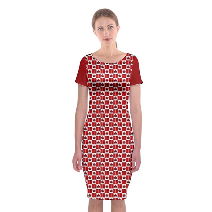 Canada Flag Dresses Classic Short Sleeve Midi Dress