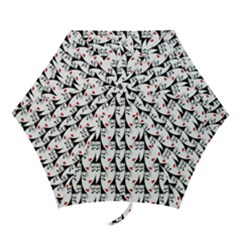 Cartoon Style Asian Woman Portrait Collage Pattern Mini Folding Umbrellas by dflcprintsclothing