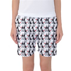 Cartoon Style Asian Woman Portrait Collage Pattern Women s Basketball Shorts by dflcprintsclothing