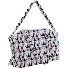 Cartoon Style Asian Woman Portrait Collage Pattern Canvas Crossbody Bag by dflcprintsclothing