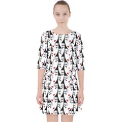 Cartoon Style Asian Woman Portrait Collage Pattern Pocket Dress by dflcprintsclothing