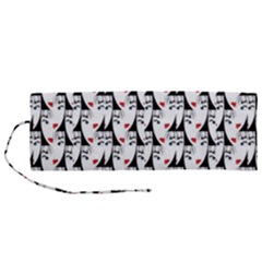 Cartoon Style Asian Woman Portrait Collage Pattern Roll Up Canvas Pencil Holder (m) by dflcprintsclothing