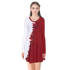 Canada Maple Leaf Dresses Long Sleeve V-neck Flare Dress