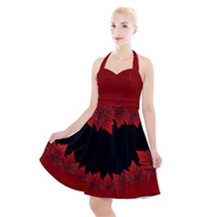 Canada Maple Leaf Dresses Halter Party Swing Dress 