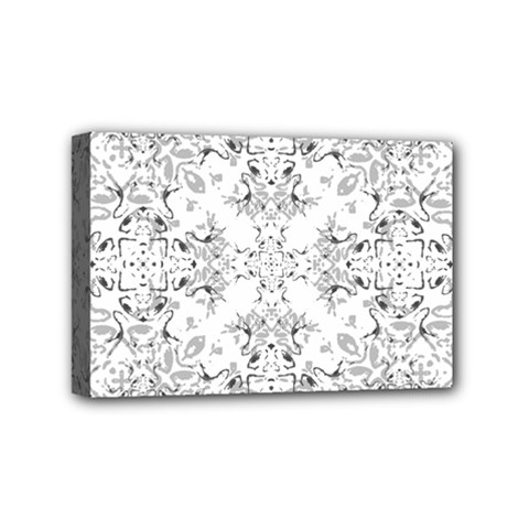 Black And White Decorative Ornate Pattern Mini Canvas 6  X 4  (stretched) by dflcprintsclothing