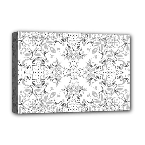 Black And White Decorative Ornate Pattern Deluxe Canvas 18  X 12  (stretched) by dflcprintsclothing