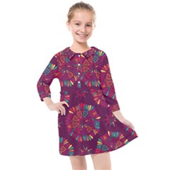 CIRCLE PATTERN Kids  Quarter Sleeve Shirt Dress