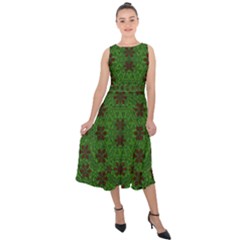 Rose Stars So Beautiful On Green Midi Tie-back Chiffon Dress by pepitasart