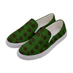 Rose Stars So Beautiful On Green Women s Canvas Slip Ons by pepitasart