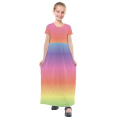 Rainbow Shades Kids  Short Sleeve Maxi Dress by designsbymallika