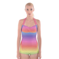 Rainbow Shades Boyleg Halter Swimsuit 