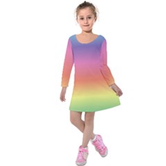 Rainbow Shades Kids  Long Sleeve Velvet Dress by designsbymallika