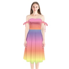 Rainbow Shades Shoulder Tie Bardot Midi Dress by designsbymallika