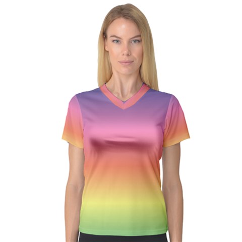 Rainbow Shades V-neck Sport Mesh Tee by designsbymallika