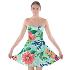 Multi Colour Floral Print Strapless Bra Top Dress by designsbymallika