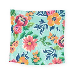 Multi Colour Floral Print Square Tapestry (small) by designsbymallika