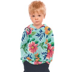 Multi Colour Floral Print Kids  Overhead Hoodie by designsbymallika