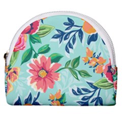 Multi Colour Floral Print Horseshoe Style Canvas Pouch